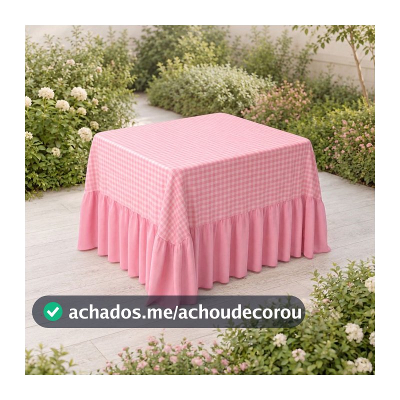 Toalha De Mesa Com Babado Decoração Festa Estampa Xadrez 0,70x0,70