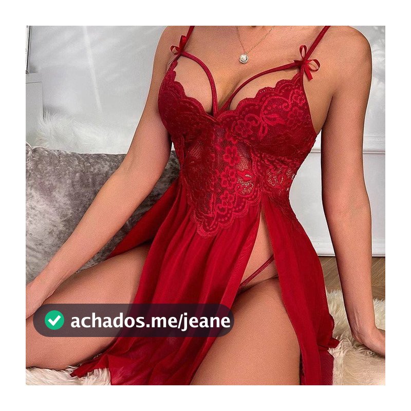 Camisola Sexy Feminina Feita de Malha Transparente com Renda Bordada 2CTG