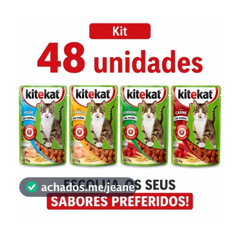 KITEKAT Ração Úmida para gatos adulto 70g KIT 48 und