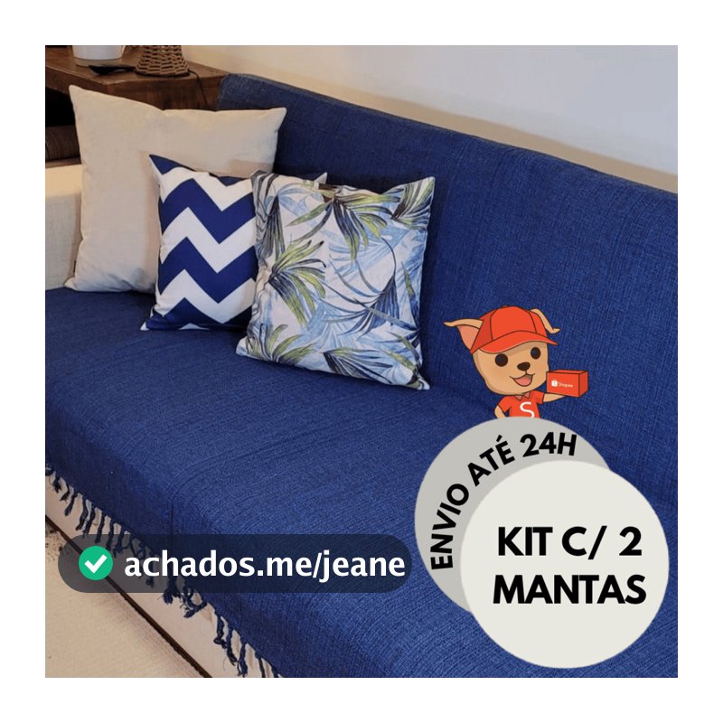 Kit 2 Mantas Para Sofá 2ou 3 Lugares Luxo Grande 210x120 Tipo Capa Protetora 100% Algodão Decorativa