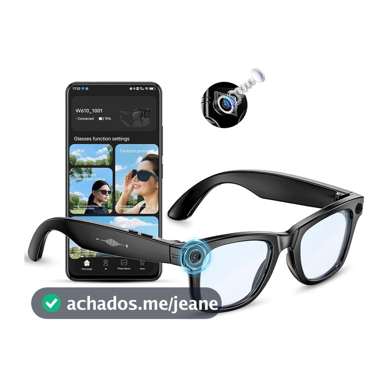 AI Smart Glasses Câmera 4K HD , Chamada BT , Óculos De Anti-Vibração De 800 W Com Microfone Duplo De Gravação De Vídeo ,