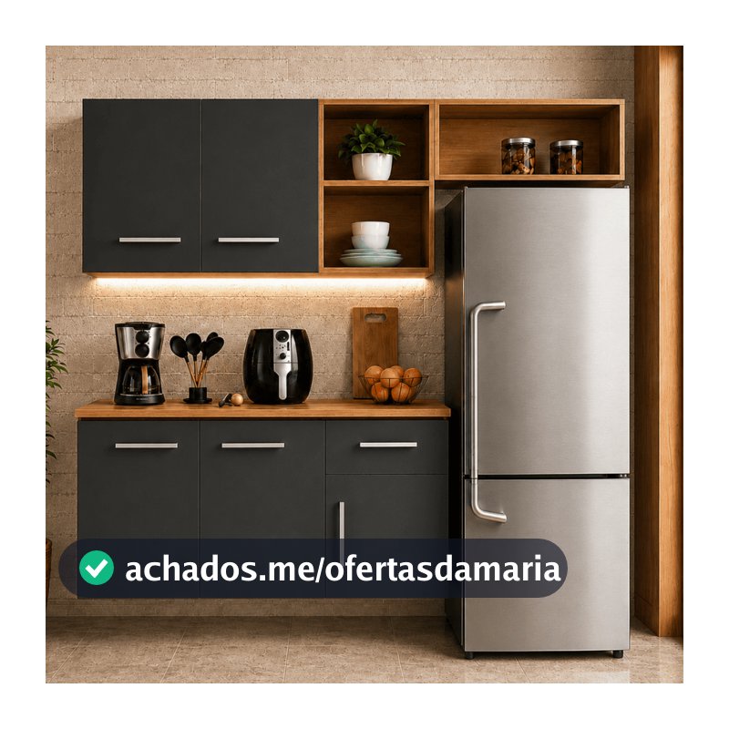 Armário de Cozinha Compacta Kit Aéreo e Balcão Nicho Reversível Gabinete Cozinha - Blue Moby