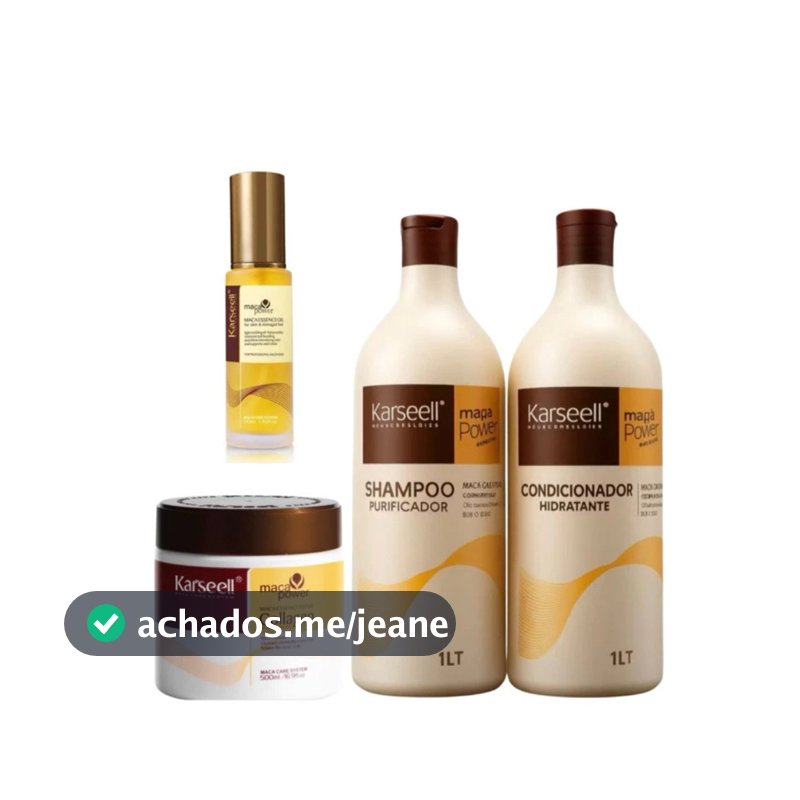 Kit Completo Maca Power karseell  Máscara 500 g + condicionador 1L + Shampoo 1L + Óleo P 50ml
