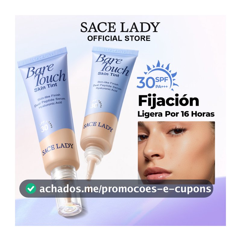 Base Líquida FPS30 SACE LADY Alta Cobertura Longa Duração Soft Matte Tintura de Pele