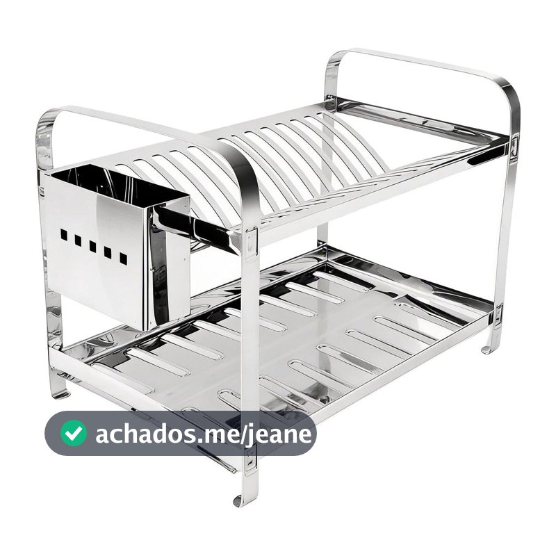 Escorredor de Pratos Secador Aço Inox Porta Talheres Louça