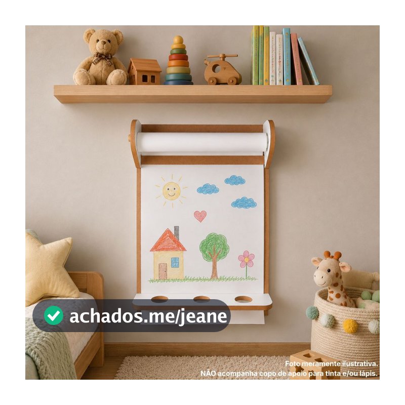 Lousa Painel Infantil Parede MDF c/ Bobina de Papel ORGANIBOX
