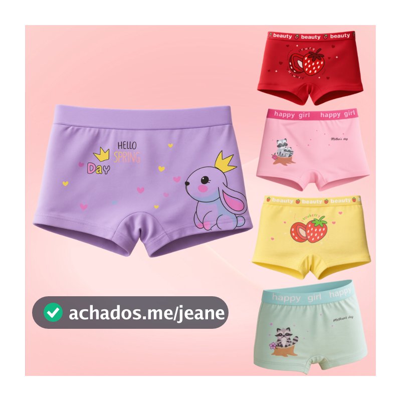 Kit com 02/05/10 Calcinha Importada box Shortinho Infantil menina Estampada Tam 02 a 10 Anos  I