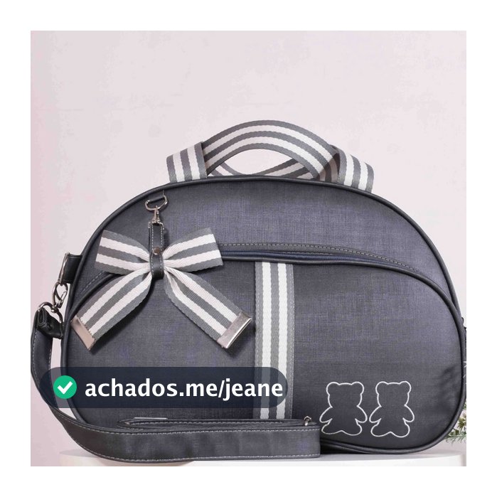 Bolsa Maternidade Menina Luxo Listras Cinza Grafite - Belaa Baby