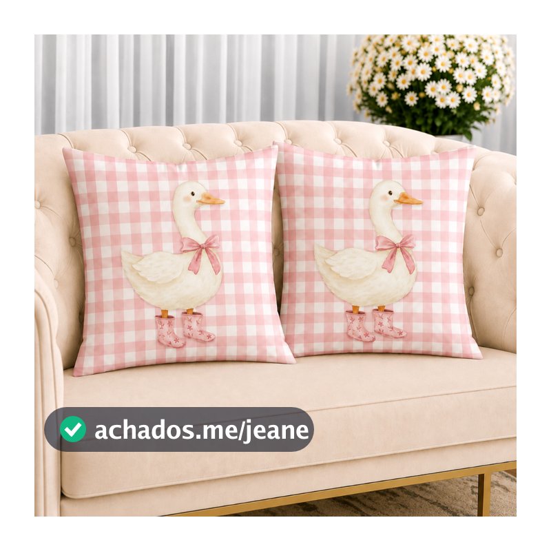 KIT 2 Capas Para Almofadas Decorativas de Luxo, Estilo Moderno Ganso Rosa Sublimadas 45x45