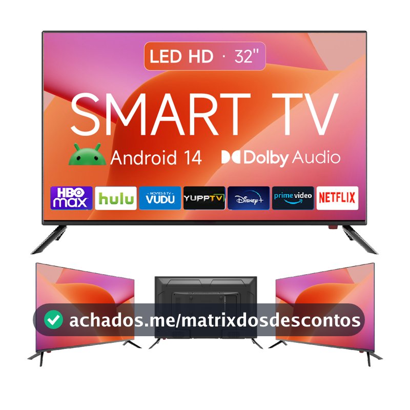 Smart TV 32 polegadas LED HD Wi-Fi TV 60Hz 32wdsnbx 100/240v Android 14