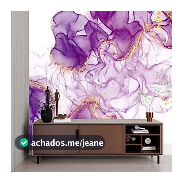 Papel de Parede Adesivo Premium Design Abstrato Roxo com Detalhes Dourados