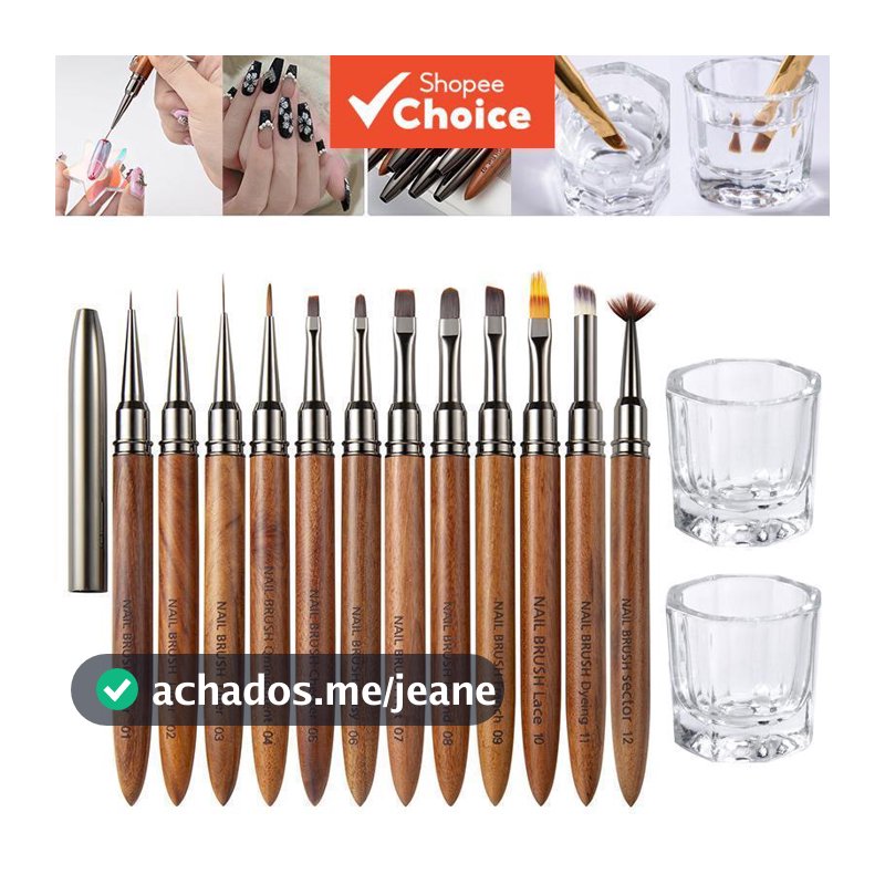 Pincel de polimento de sândalo para pintura de unhas com cristais de vidro para unhas