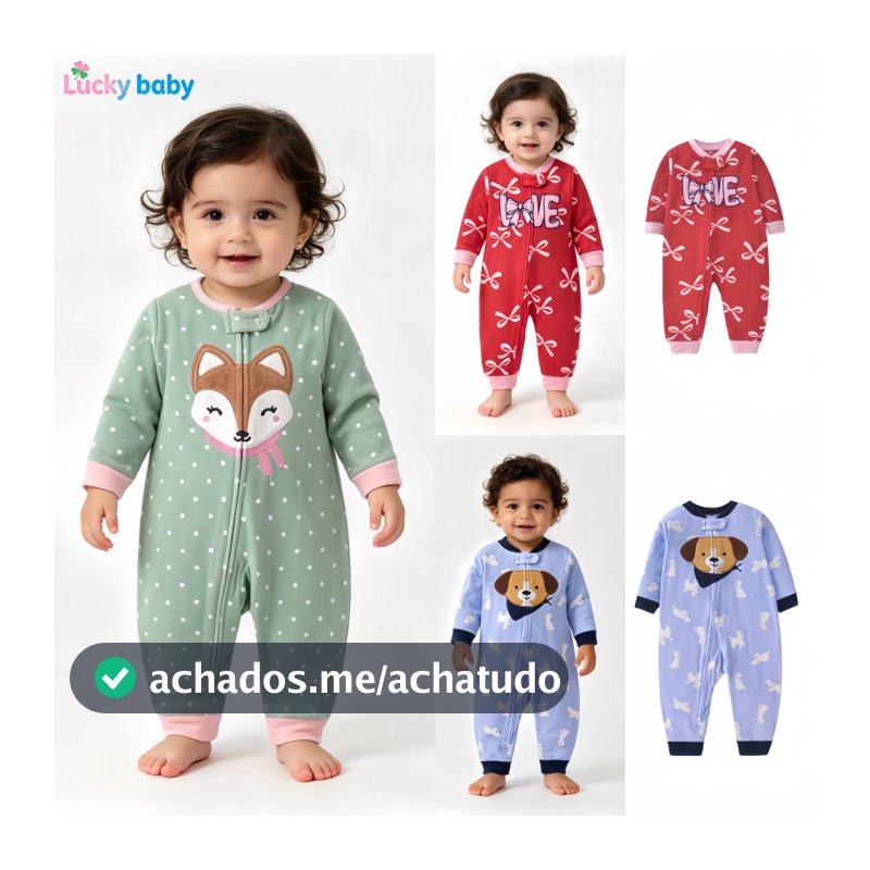 Lucky Baby Roupa Infantil Unissex Fleece Confortável Casual Manga Longa Outono Inverno