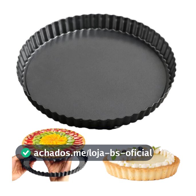 Forma De Torta Com Fundo Removível Antiaderente Redonda Tortas Quiches Teflon 24cm