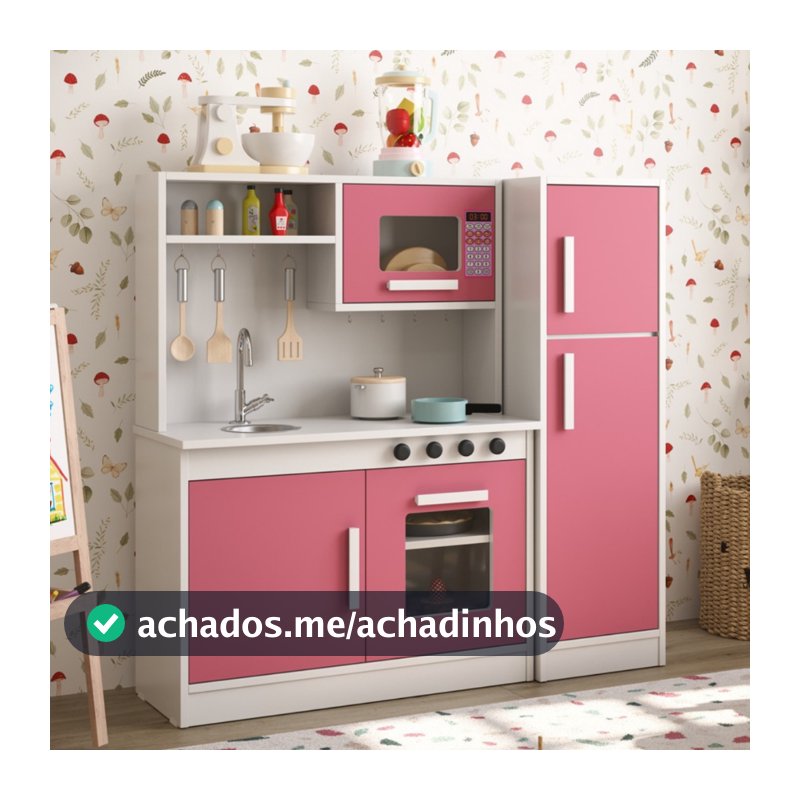 Kit Cozinha Infantil Grande Completa Brinquedo Criança com Fogão, Pia e Geladeira
