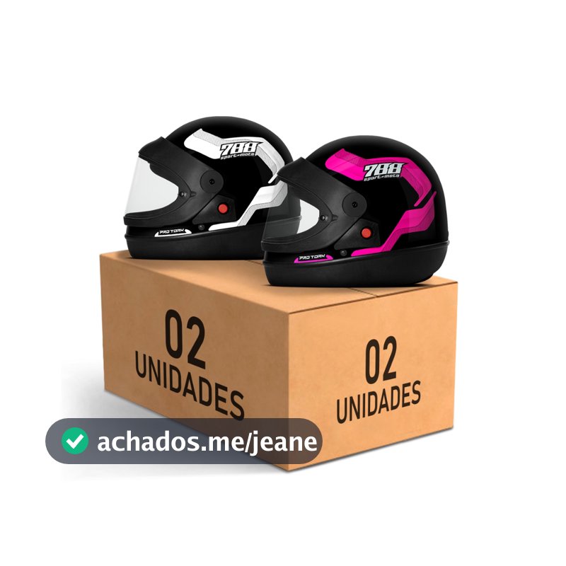Kit Capacete Moto Masculino e Feminino Integral Pro Tork Sport Moto 788 Viseira Automática Branco