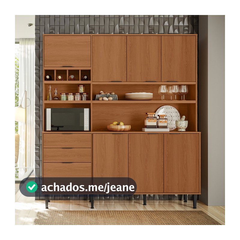 Kit Cozinha Compacta Viena Lukaliam Móveis Com 8 Portas e 2 Gavetas