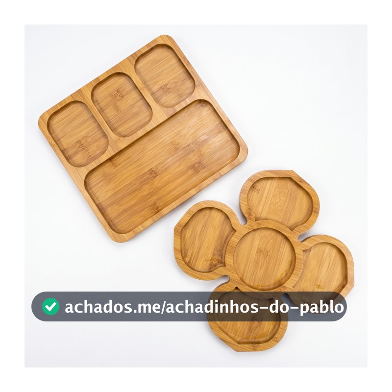 Kit Petisqueira Flor + Petisqueira Quadrada MDF 30x30 Premium Servir Frios Churrasco Petiscos