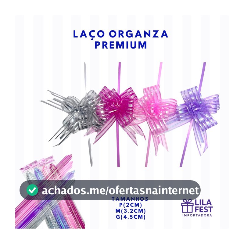 Kit 1080 Unid Laço Organza Mágico Pronto Fácil Presente Embalagem Luxo Premium Decoração