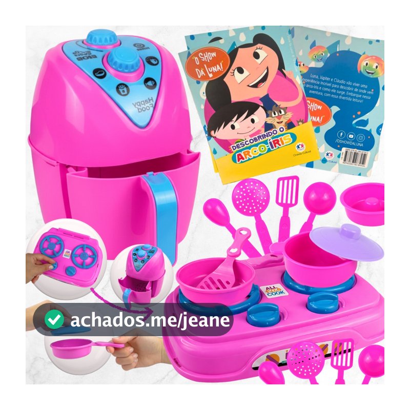 Kit Cozinha Infantil Brinquedo peça Air Fryer Panela Fogão Comidinha Eletrodoméstico Utensílio