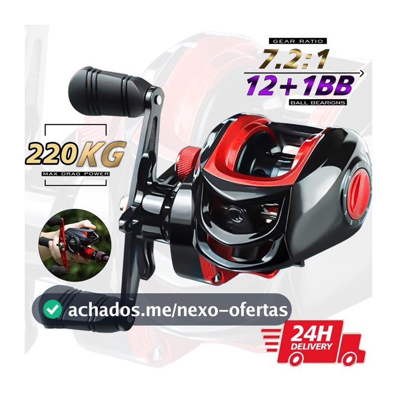 220Kg Carretilha De Pesca Cana De Pesca Molinete Magnético12 + 1BB Baitcasting Fishing Reel