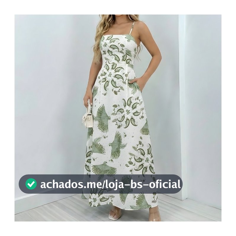 Vestido Longo Feminino Alcinha Fina Bojo Estampa Floral Tendência Verão