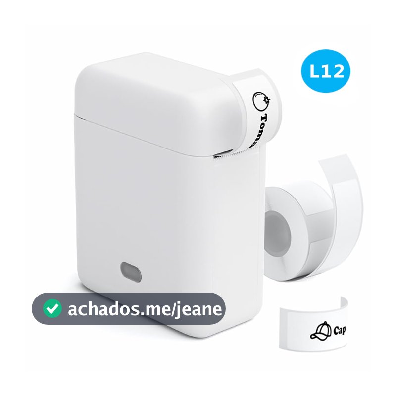 Impressora De Etiquetas Bluetooth Portátil Modelo L12-Inclui 1 Rolo De Papel De Etiqueta Térmica Grátis