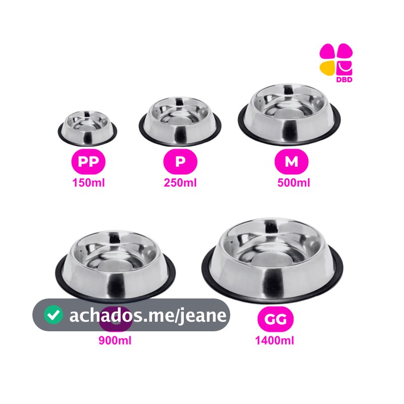 Comedouro e Bebedouro Vasilha Inox para Cães e Gatos - Resistente Mais Vendido -  150ml a 1400ml