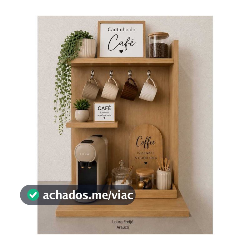 Cantinho do Café em 100% MDF Premium | Prateleira Decorativa com Suporte para Xícaras