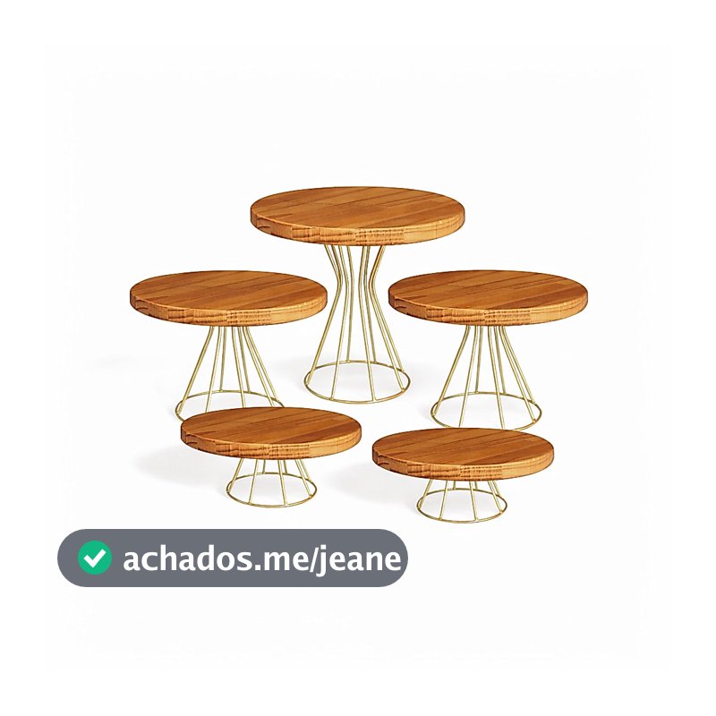Kit Bandejas Suporte para Bolo Doces Boleira Tampo Madeira para Decoração Festas Buffet Aniversario