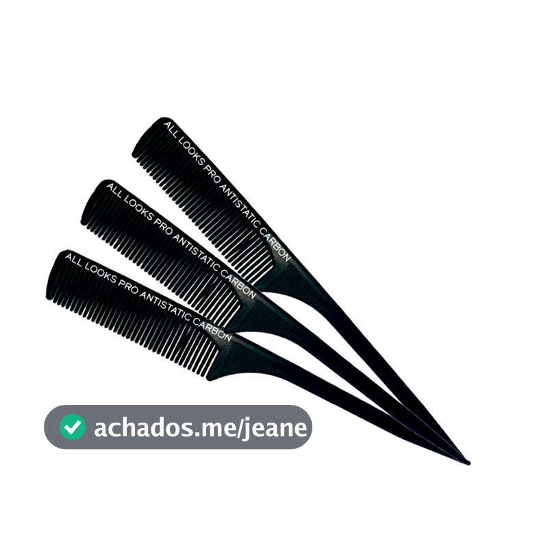 Kit 03 Pente Profissional Carbono 240ºC Antiestático Cerdas Grossas e Cabo Ponta Fina