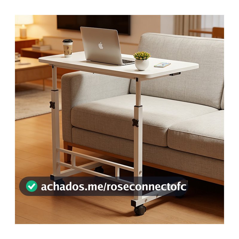 Mesa Multiuso Portátil Ajustável para Notebook com Rodinhas  Ideal para Cama e Sofá