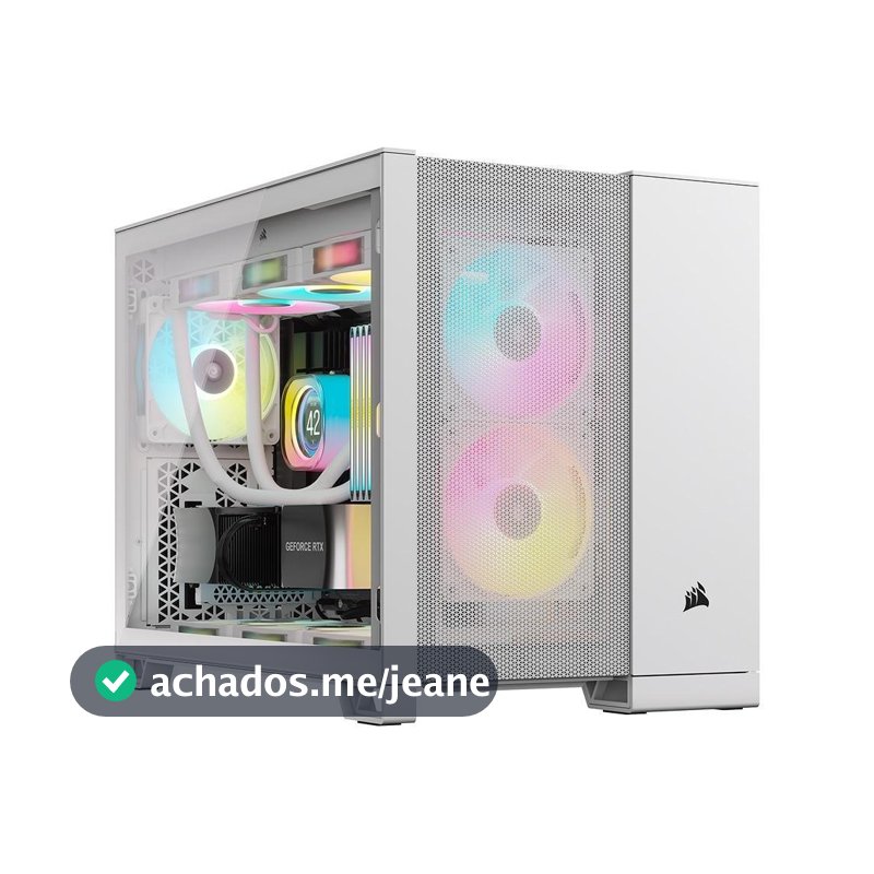 Gabinete Gamer Corsair 2500D, Mini-Tower, M-ATX, Lateral em Vidro Temperado, Sem FANs, Branco - CC-9011264-WW