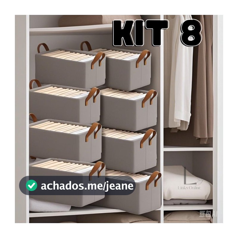 KIT 8 Cesto Organizador de Guarda Roupas Reforçado Caixa para Armazenar Multiuso Rígido