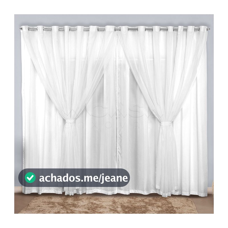Cortina Luxo 3 Metros Microfibra Com Voil para varão simples - Cortina Para janela de Sala ou Quarto