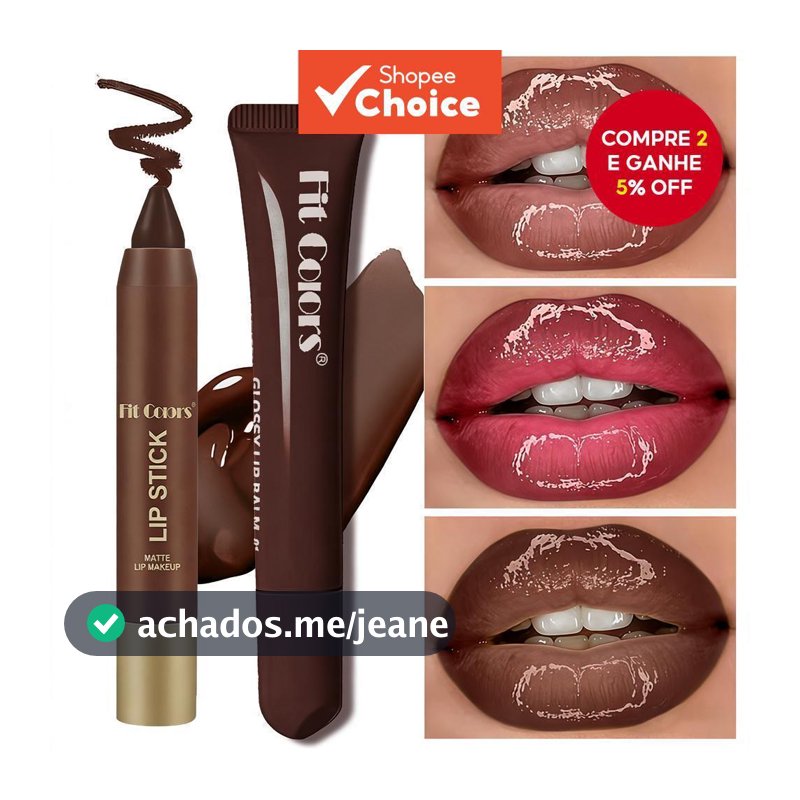 Conjunto De Delineador Labial E Óleo Fit Colors Brown Matte-Kit De Maquiagem Natural Nude Plumping