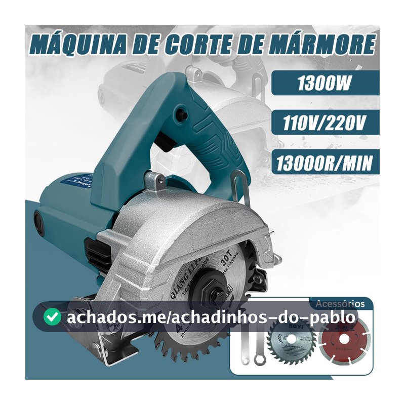 Serra De Mármore Profissional 1300W , Modelo De Madeira E Concreto + Lâmina De 4 Polegadas