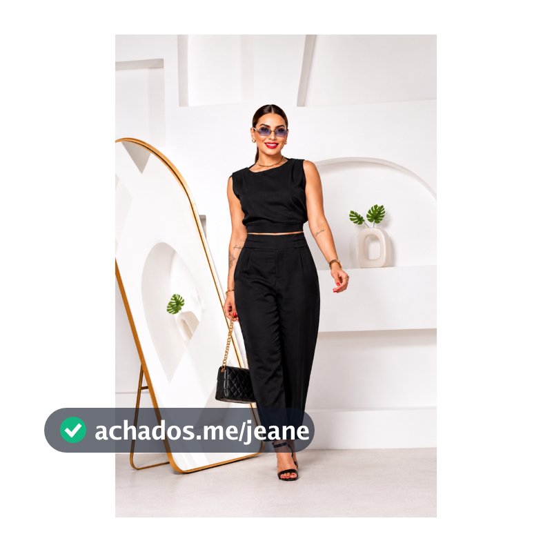 Conjunto Feminino Linho Calça Capri e Regata Elegante Casual