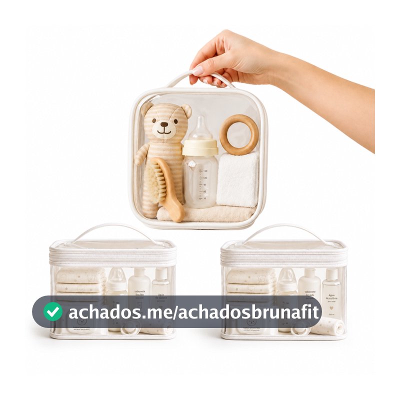 Kit 3 necessaire transparente organizadores Bolsa Mala Saída Maternidade Troca e Fralda bebe Higiêne