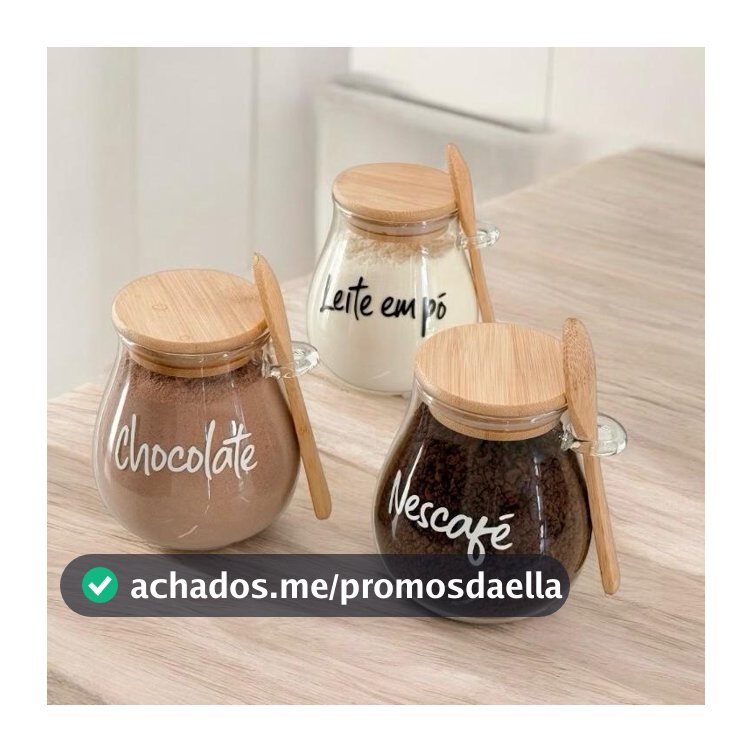 POTE HERMETICO COM TAMPA E COLHER DE BAMBU PERSONALIZADO 410 ML PERSONALIZADO AÇUCAREIRO SALEIRO