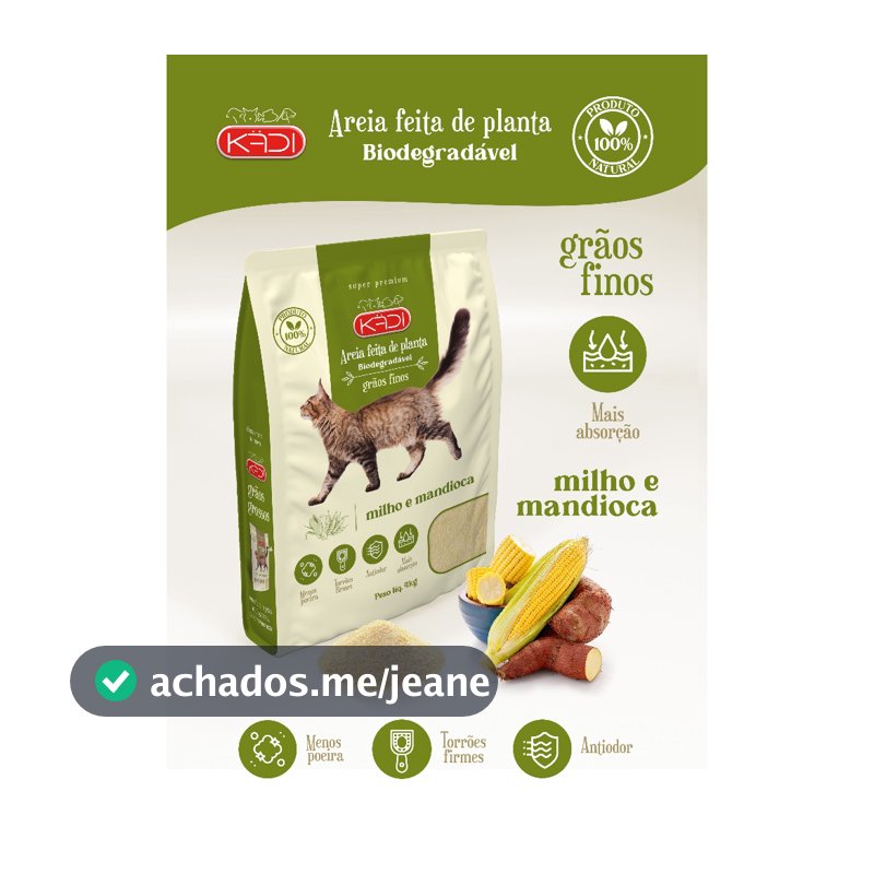 Areia Higiênica P/ Gatos Grãos Finos Kadi 4kg