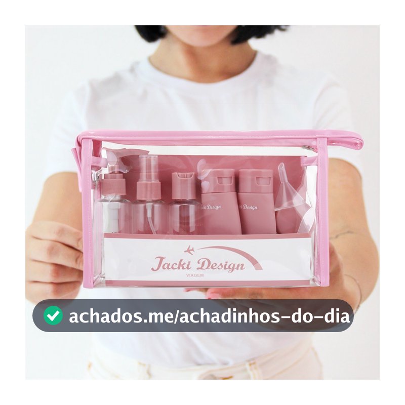 Kit Completo p/ Viagem com Frascos e Nécessaire Jacki Design - Cores e Estilos Variados