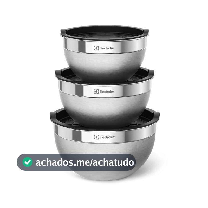 Conjunto Bowls de Inox Electrolux com Tampa Plástica 3 Peças