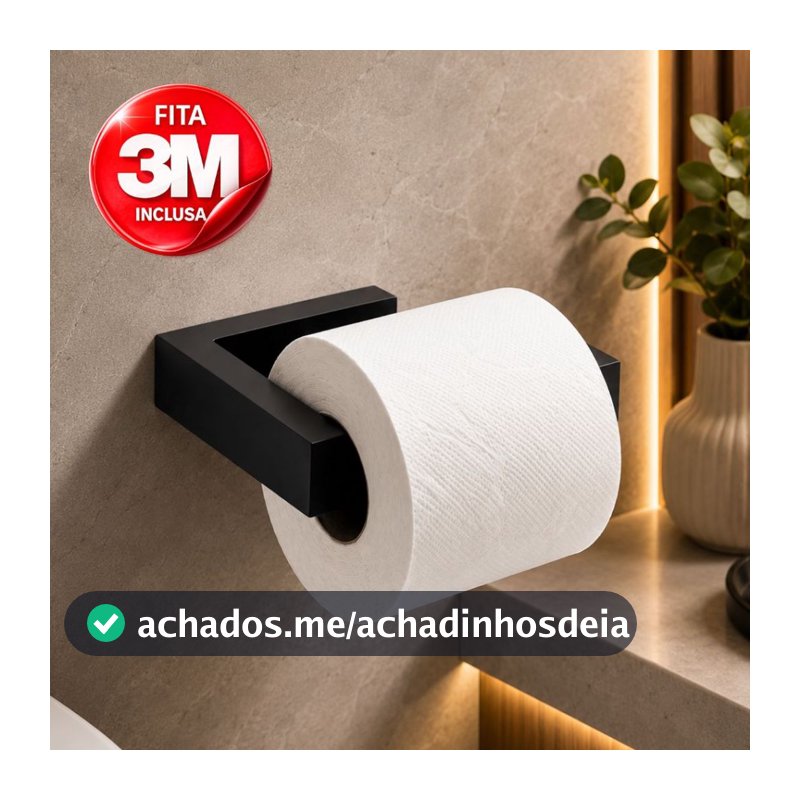 Suporte Porta Papel Higiênico Sem Furo | Adesivo Dupla Face 3M | Acessórios Banheiro Moderno