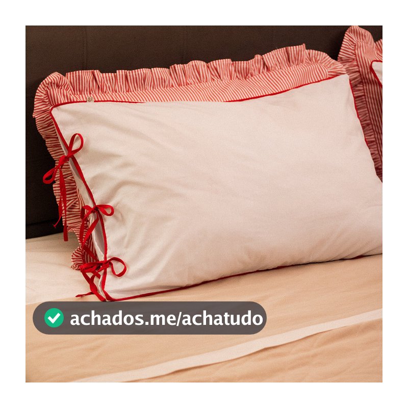 Fronha Branca com Vivo e Laços Vermelhos - UNIDADE