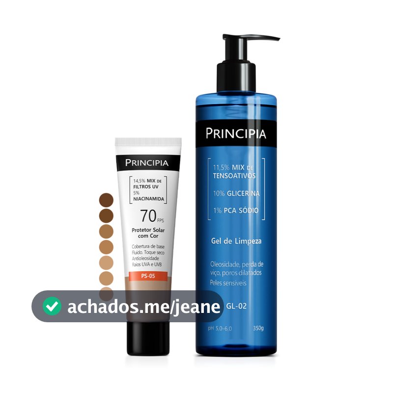 Principia Kit Todo Dia protetor com cor com: GL-02 + PS-05 FPS 70 (escolha seu tom)