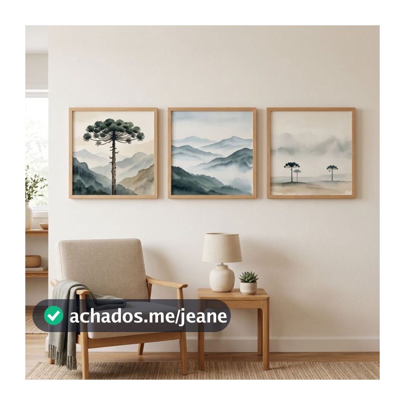 Kit 3 Quadros Decorativos Paisagens Brasileiras 20x20 30x30 Campo Praia Interior Moldura Madeira