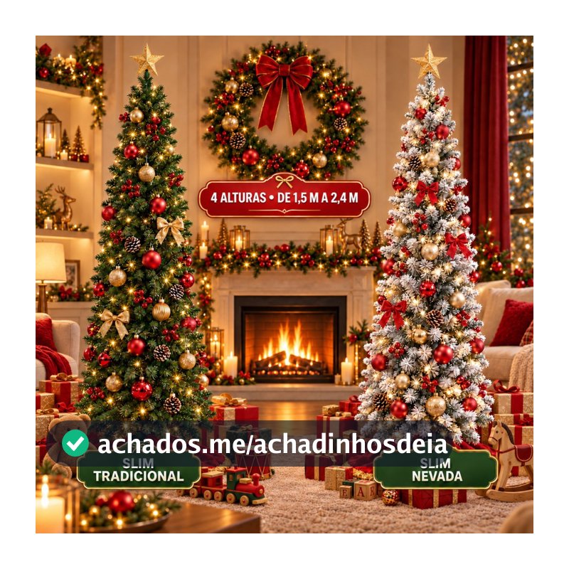 Árvore Natal Slim 240cm 900 Galhos Pinheiro Tradicional/Nevada Luxo Decoração 1.5m/1.8m/2.1m LuvinCo