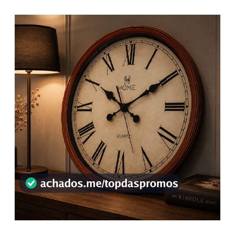 Relógio de Parede Grande 50cm Números Romanos Redondo Decorativo Vintage