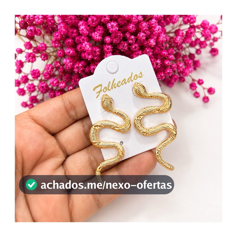 Brinco Feminino Cascavel Cobra Serpente Folheado a Ouro Bijuteria Feminina Estiloso Moderno Acessórios Moderno